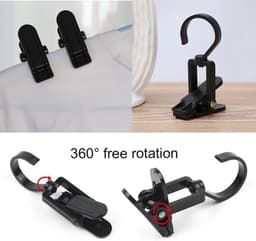20 stuks antislip draagbare clips - 360° draaibare clips - clip voor reishoed,sjaal, sokken (zwart) — thumbnail 5