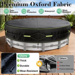 Zwembadafdekking Ø 304,Passende Zwembadhoes voor Zwembaden van Ø260-300 cm,met Reflectiestrip & Grondankers, Zwembadafdekking met UV-bescherming,Voor Bovengrondse Zwembaden en Trampolines — thumbnail 4
