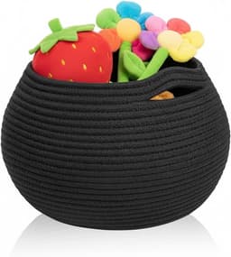 Kleine Wasmand, Vouwbare Opbergmand, Rond en Multifunctioneel voor Handdoeken, Toiletpapier en Wasgoed - 25 x 21 cm, Zwart — thumbnail 1