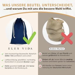 SnelShoppen - Set van 2 Extra Grote Waszakken 50x75 cm van 100% Katoen, Duurzaam met Trekkoord, Donkerblauw, Ideaal voor Reis en Thuisgebruik — thumbnail 3