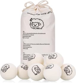 SnelShoppen - 8 Stuks Droogballen 8cm - 100% Natuurlijke Wol - Chemisch Vrij - Vermindert Kreukels en Droogtijd - Herbruikbaar en Ecologisch — thumbnail 1
