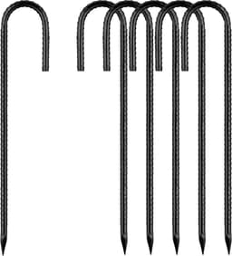 SnelShoppen - 6 Stuks Grondankers 30 cm J-vormige Haringen, Zwart, Verzinkt Staal, Voor Trampoline, Tenten, Tuin en Camping — thumbnail 1