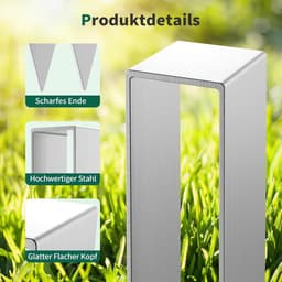 SnelShoppen - Pack van 4 Rozenboog Grondankers, Zilveren U-Vormige Grondankers voor Bevestigen van Stabiele Metalen Rozenbogen en Waterleidingen, 300 — thumbnail 5