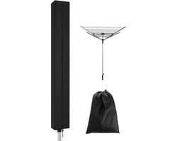 Droogmolenhoes - Beschermhoes - Droogmolen Hoes Universeel - Roterende Waslijn Afdekking Waterdichte Stof - 165x16x16 cm - Heavy Duty Roterende Waslijn Afdekking met Rits - Beschermende Weerbestendige Beschermhoes voor Tuindroger en Droogrek - Zwart