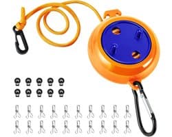 Uittrekbare Waslijn - Reis Waslijn - Kleding Drogen - Windproof Clips - 8 m - Oranje