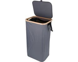 Wasmand met Deksel – Opvouwbare Wasmand – Wasbox 100L – Wassorteerder met Binnenzak – Grijs – Voor Badkamer, Slaapkamer en Wasruimte