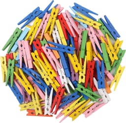 Houten Wasknijpers - Ambachtelijke Pinnen Clips - Foto's Ophangen - Niet-vervagende Kleurcoating - 100 stuks - Gemengd — thumbnail 1