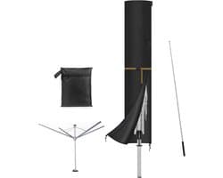 Beschermhoes droogmolen tuin, afdekking buiten, draaibare telescoopstang, ritssluiting, zonwering, waterdicht, 170 x 32 cm
