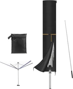 Beschermhoes droogmolen tuin, afdekking buiten, draaibare telescoopstang, ritssluiting, zonwering, waterdicht, 170 x 32 cm — thumbnail 1