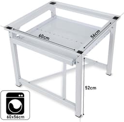 Metalen wasmachine-onderstel - Verhoogd frame - Apparaten plaatsen - Uittrekbare plank - 60 x 56 x 52 cm - Wit — thumbnail 4