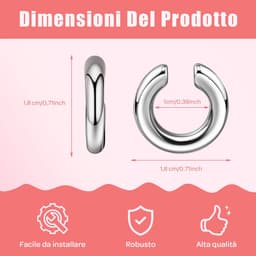 Oormanchet Voor Oor Zonder Piercing, Chunky Oormanchet Sieraden Voor Vrouwen En Jongeren, Hypoallergeen Kraakbeen, Roestvrij Staal, Gepolijst, Zilver, Effen, 1 Stuks — thumbnail 4