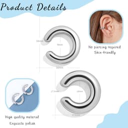 2 stuks oorcuff – oorbellen, geen piercing, zonder oorgat, hypoallergeen, cadeau voor dames en meisjes — thumbnail 2