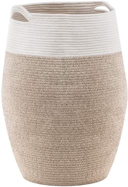 Dailygoods- Wasmand 105 liter - Wasmand met deksel - Geweven katoenen touw - Oversized formaat 49 x 65 cm - Zachte handgreep - Uniek design - Wasgoedmand — thumbnail 1