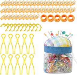 Naaiklemmen Set - Stoffen Clips - Handwerk Projecten - 76 Delige Kit - Handige Pot - Geruite Stijl — thumbnail 1