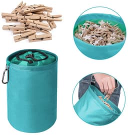 Wäscheklammerbeutel voor 150-200 Wäscheklammern, waterdicht met trekkoord - Blauw — thumbnail 3