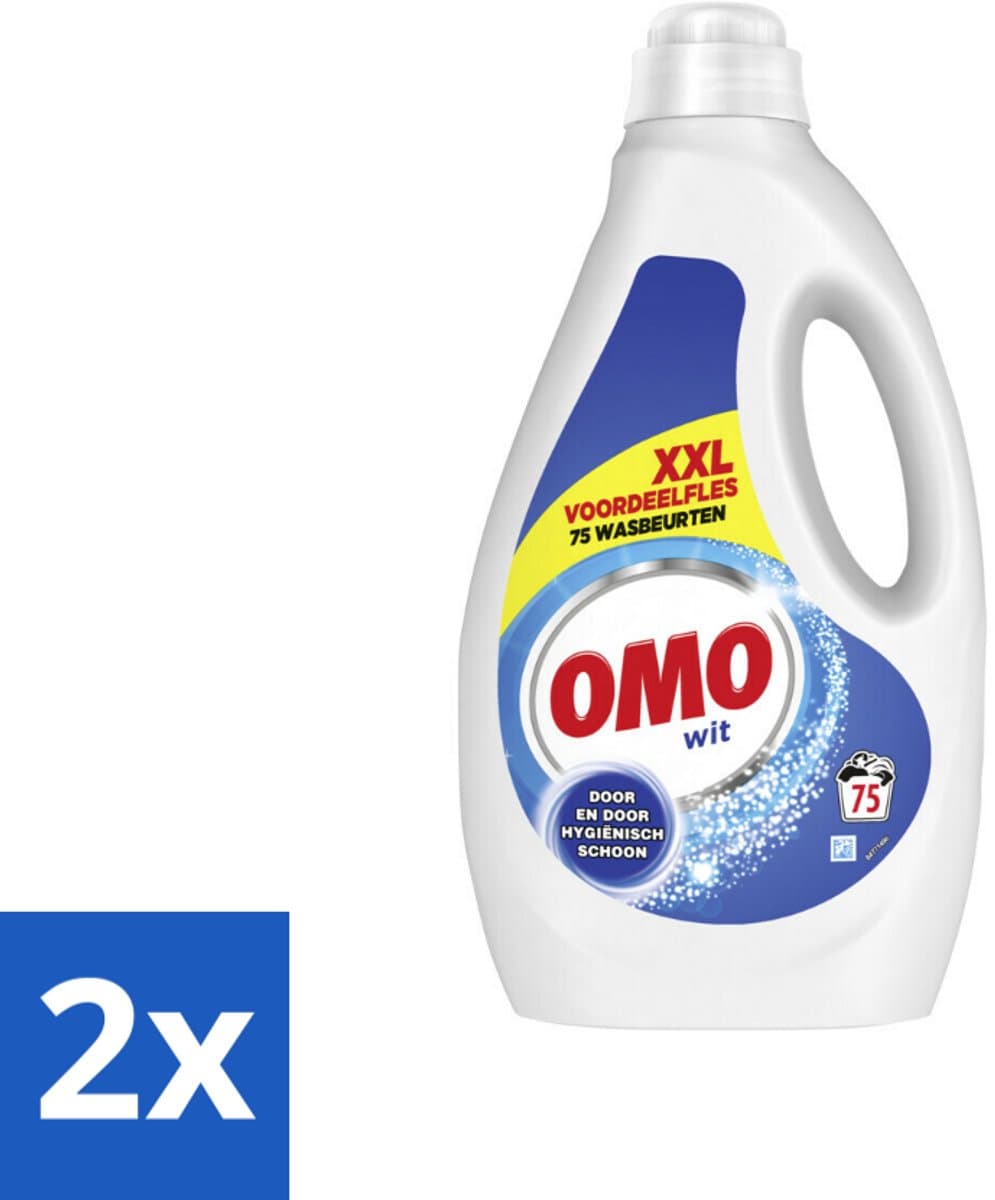 2 x OMO – Vloeibaar Wasmiddel – Wit XXL – 75 Wasbeurten - Wasmiddel Wit - Hygiëne - Schoonheid - Vlekverwijdering - Korte Wasprogramma's — afbeelding 1