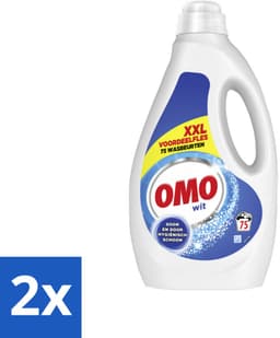 2 x OMO – Vloeibaar Wasmiddel – Wit XXL – 75 Wasbeurten - Wasmiddel Wit - Hygiëne - Schoonheid - Vlekverwijdering - Korte Wasprogramma's — thumbnail 1