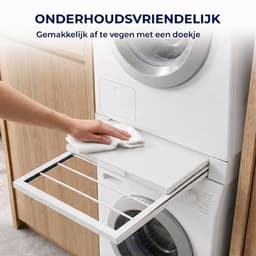 ProductXpert Stacko™ - Stapelkit - Tussenstuk - Uitschuifbare Plank met Handdoekhouder - Wasmachine en Droger - Wit - Antislip — thumbnail 2