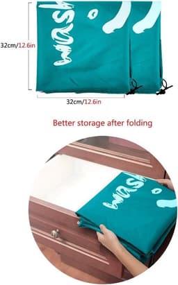 Set van 2 Waszakken van 120 Liter, Grote Vouwbare Wasmand, Opbergzak voor Thuis en Reizen, Ideaal voor Kleding en Wasgoed — thumbnail 2