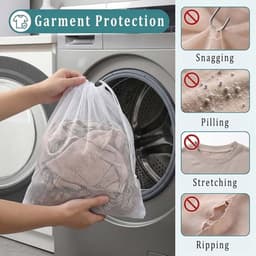 SnelShoppen - 5 stuks Fijnmazig Wasnet voor Wasmachine, Grote Waszak met Koordstopper, Ideaal voor Kleding zoals Truien, Mantels en Overhemden — thumbnail 4