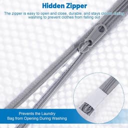 3 Stuks Duurzame Honingraat Mesh Waszakken voor Delicate Goederen met Rits, Herbruikbare Waszakken voor Kleding, Sokken en Ondergoed (30x40cm) — thumbnail 4