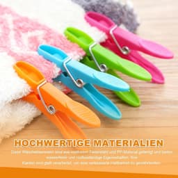 Wasknijpers Set - Kunststof - Windbestendig en Kleurrijk - Inclusief Ophangmanden - Voor Kleding en Sokken — thumbnail 5