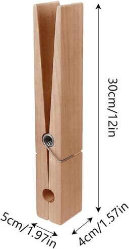 Grote Houten Wasknijpers - Natuurlijke Houtkleur - Stevige Grip - Voor Handdoeken en Kleding — thumbnail 3