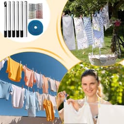 Waslijn Steunstang - Wasdroger Stang - Kleding Drogen - Verstelbaar Stangsysteem - 2.2 Meter - Niet gespecificeerd — thumbnail 4