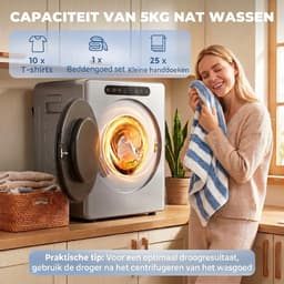 HOMCOM Mini Wasdroger - 3kg Laadvermogen - Luchtafvoerdroger-6 droogstanden- 1000W - Vrijstaand - Zilver — thumbnail 5