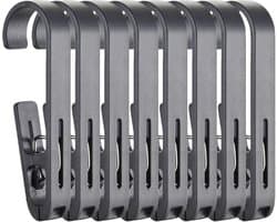 Wasknijpers - Klemmen - Wassen Organiseren - Antislip Grip - 8 Stuks - Zwart