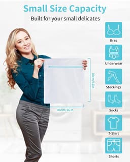 Dailygoods - OTraki Mesh waszakken met ritssluitingen, 2 stuks 30 x 40 cm baby waszak voor wasgoed herbruikbare delicate waszak beha wasmachine tas voor sokken lingerie ondergoed — thumbnail 2