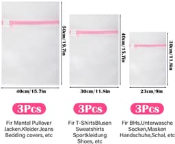Dailygoods - Wasnet waszak, 9-delige set wasmachinetas, herbruikbaar, om vervorming en vouwen te voorkomen, geschikt voor het scheiden van bovenkleding, overhemden, ondergoed, schoenen — thumbnail 4
