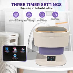 Dailygoods- Mini-wasmachine 15 liter - Draagbare wasmachine - Opvouwbare wasmachine - Centrifuge - Drie reinigingsmodi - Inclusief afvoermand — thumbnail 5
