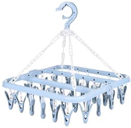 Dailygoods- Droogrek Opvouwbaar met 32 Clips - Druppelhanger - Verstelbare Haken - Kunststof - Voor Sok/Handdoek/Baby Kleding - Eenvoudige Opslag - Wasrek — thumbnail 1