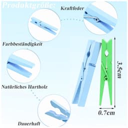 Dailygoods- Wasknijpers 100 Stuks - Kleine Houten Wasknijpers - Kleurrijke Mini-Klemmen - Voor Foto's/Ansichtkaarten - Decoratie/Huisdecoratie — thumbnail 5