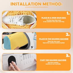 Dailygoods - Set van 2 waszakken voor schoenen, wasmachine, schoenentas met 360° reinigingsdons, 4 stofzakken, herbruikbaar, pluisvrij, waszak voor sportschoenen (grijs) — thumbnail 5