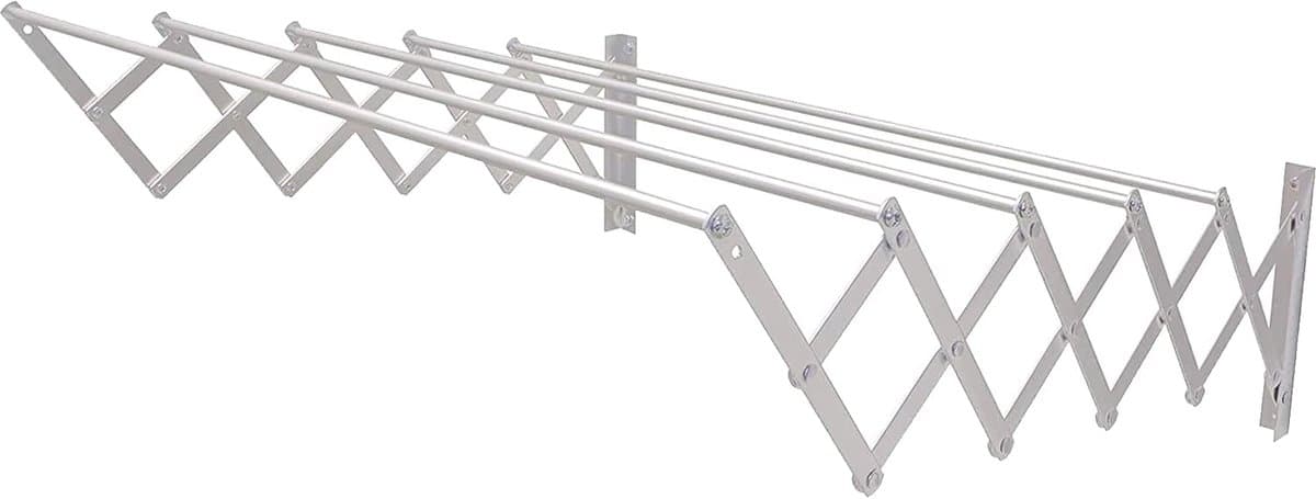 - Uitschuifbare wandwaslijn - Afmetingen: 180x14x3 cm - Droogoppervlak: 9 m² - Roestvrij staal en aluminium - Roestvrijstalen schroeven - Voor binnen- en buitengebruik - Eenvoudige installatie — afbeelding 1