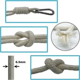 10 m natuurlijk katoen gevlochten touw waslijn 6,5 mm dik zacht katoenen touw voor buiten, tuin, doe-het-zelf ambachten, plantenhangers, woondecoraties, muur opknoping (10 m (33ft)) — thumbnail 3