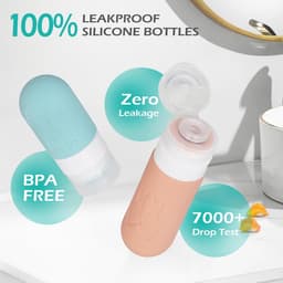 16 stuks reisflessen om te vullen, GeeRic TSA-goedgekeurde reisformaat toiletartikelen, lekvrije siliconen indrukbare reisessentials, reisgadgets — thumbnail 5