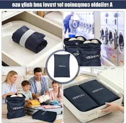 Waterdichte Reistas voor Vuile Was, 2 Stuks in Verschillende Maten, Ideaal voor Kamperen, Reizen en Thuisgebruik, Vouwbare Oxford Katoenen Waszak — thumbnail 2