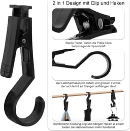 SnelShoppen - Multifunctionele Kledingknijpers - 4 Stuks - Zwarte PP Kunststof - Voor Camping, Tenten, Vaatdoeken, Wasdroging - Handige Haak Clips — thumbnail 2