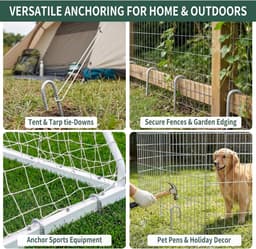 SnelShoppen - Pack van 10 Grote Tuinpinnen, Grondankers van Gegalvaniseerd Staal, Sterke Tentpennen voor Tenten, Partytenten, Tuinhuizen, Trampolines, — thumbnail 2
