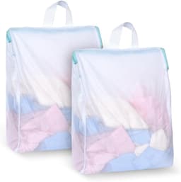 Wasnetjes met ritssluiting - Wit - 30 x 40 cm - Polyester Mesh Waszak met Handgrepen - Voor Fijnwas en Ondergoed — thumbnail 1