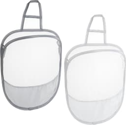 2 stuks wasmand hangend, wasmand klein (wit, grijs) | Opvouwbare wasmand, hangmand, netmand, opslag, inklapbaar, hangende opbergmand voor thuis, hotel, reizen, camping — thumbnail 1