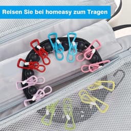 waslijn, 2 stuks, elastische reiswaslijn met 24 wasknijpers, outdoor — thumbnail 3