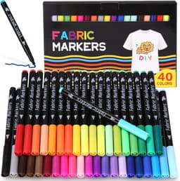 40 textielstiften, wasmachinebestendig, textielverfstiften, 40 kleuren, textielverf voor jongens en meisjes, stofkleur textielmerk voor T-shirt, stoffen zakken, hoeden, boodschappentas — thumbnail 1