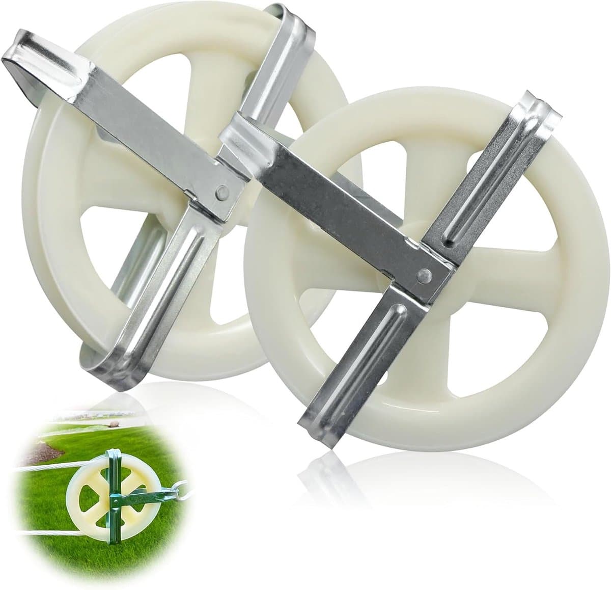 wastouw verwijzing katrollen - 12,7 cm nylon wiel met aluminium as roestvrij weerbestendig voor familie outdoor touw 2 stuks — afbeelding 1