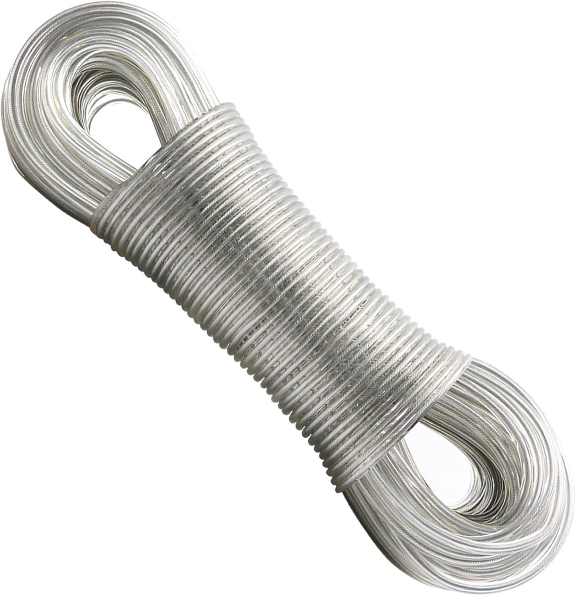 50 m waslijn met stalen kern, 4 mm waslijn, extra sterk, roest- en corrosiebestendig, geschikt voor gebruik buitenshuis, capaciteit 200 kg (transparant) — afbeelding 1