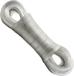 50 m waslijn met stalen kern, 4 mm waslijn, extra sterk, roest- en corrosiebestendig, geschikt voor gebruik buitenshuis, capaciteit 200 kg (transparant) — thumbnail 1