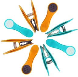 48 wasknijpers met veren van roestvrij staal Soft Grip Softgrip Soft Touch Softtouch, Turquoise, Geel, Grijs — thumbnail 2